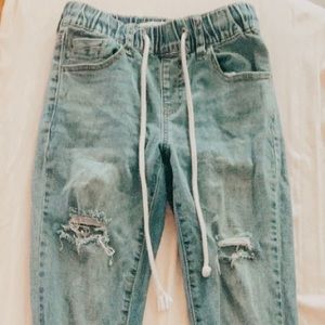 Ashely Mason blue ripped drawstring jeans size 00